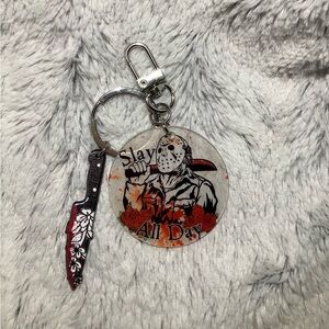 Acrylic Slay all day Jason horror key ring